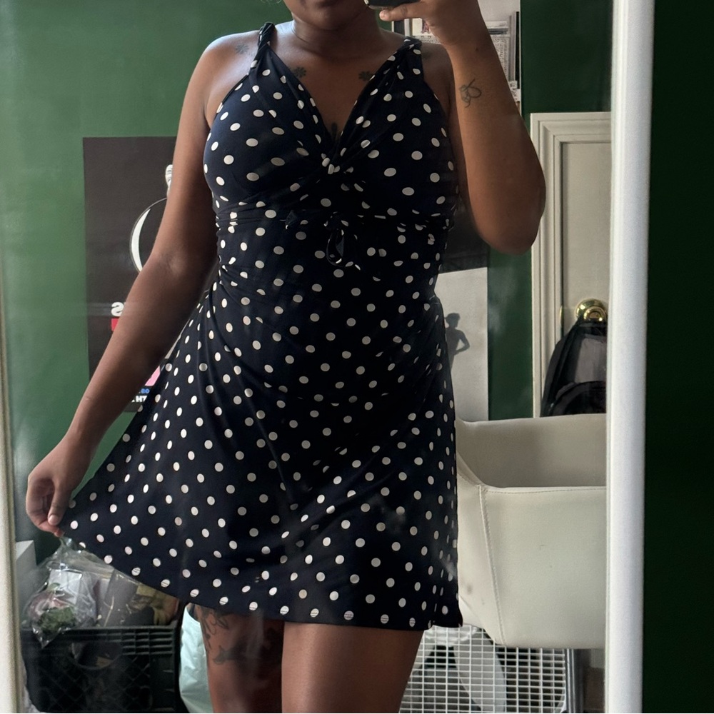 Ann Taylor Navy Polka Dot Mini Dress